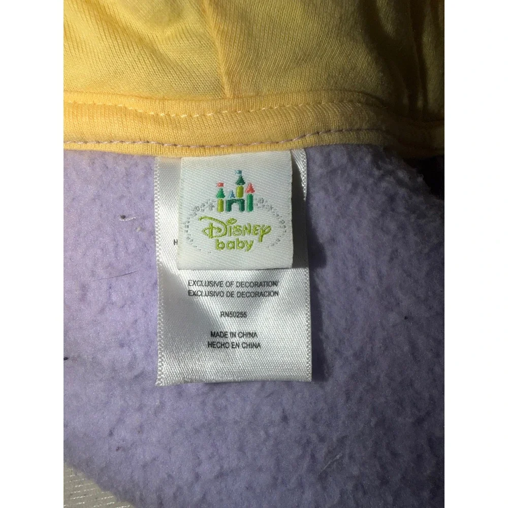 Disney Baby Fleece Pram Suit Kids 0-3M Purple Winnie Pooh Sherpa Hooded Footed